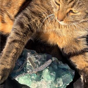 Rare AJA NYC Sterling and 14 Karat Gold Diamond Necklace Razor Blade Pendant